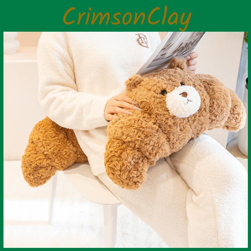 Toy Croissant Plush Pp Cotton Filled Brown Bear Pillow Sofa Cushion Gift Doll