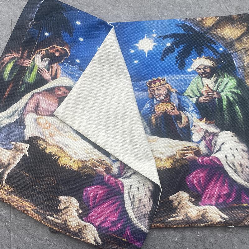 Jesus Series Waterproof Linen Blend Pillowcase Throw Pillow Cover Cushion Cover for Living Room Without Pillow Insert