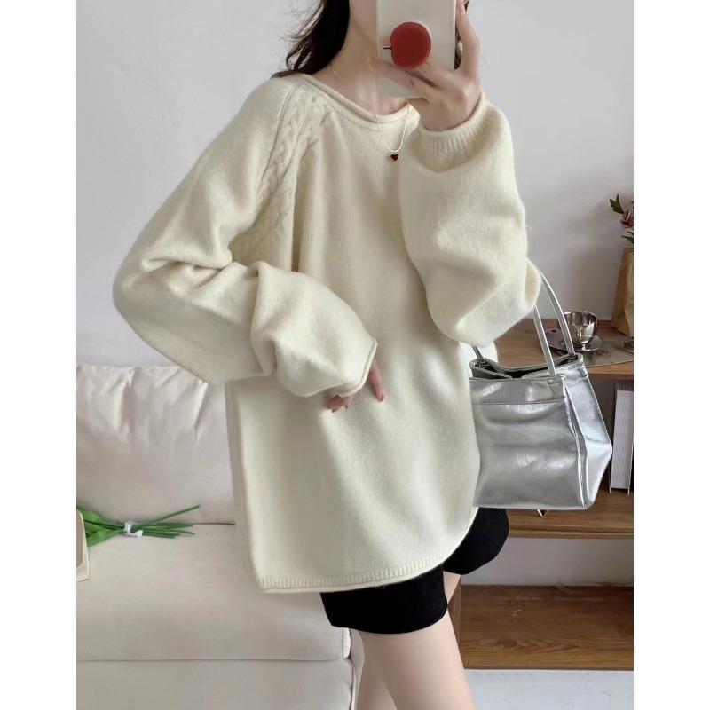 

Повседневный универсальный модный вязаный пуловер женский новый женский осенне-зимний свободный ленивый вязаный свитер One size