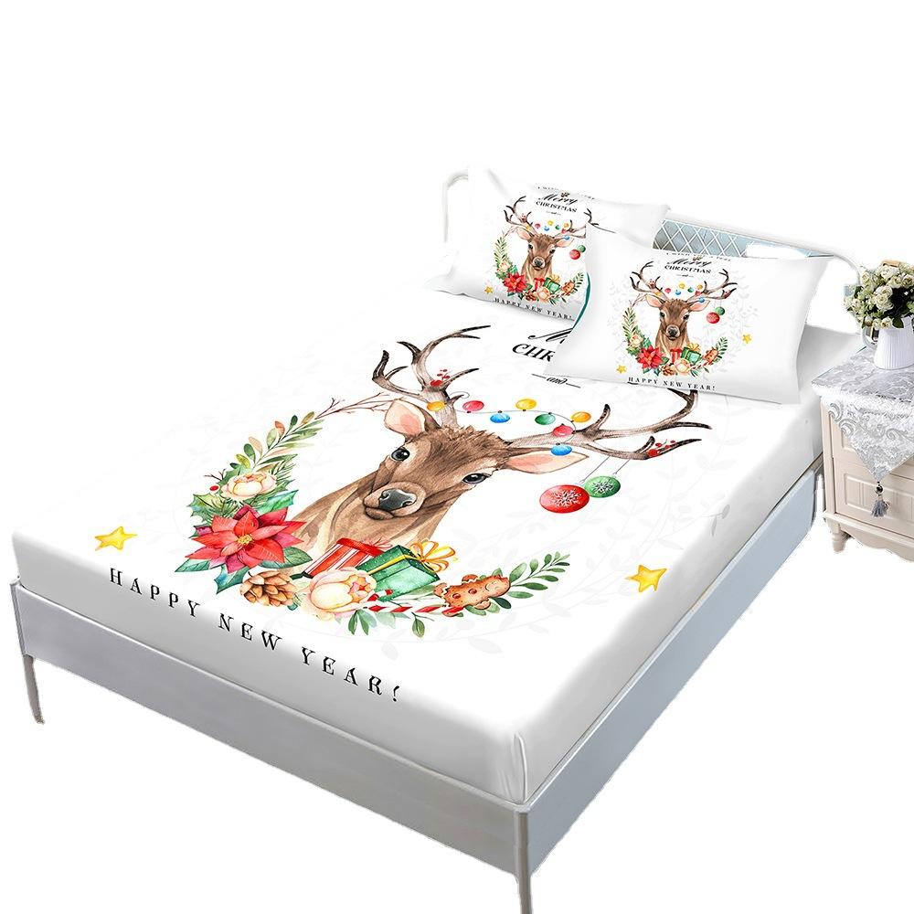 Christmas Three-Piece Mattress Digital Printing Mattress Cover Mattress Protective Cover