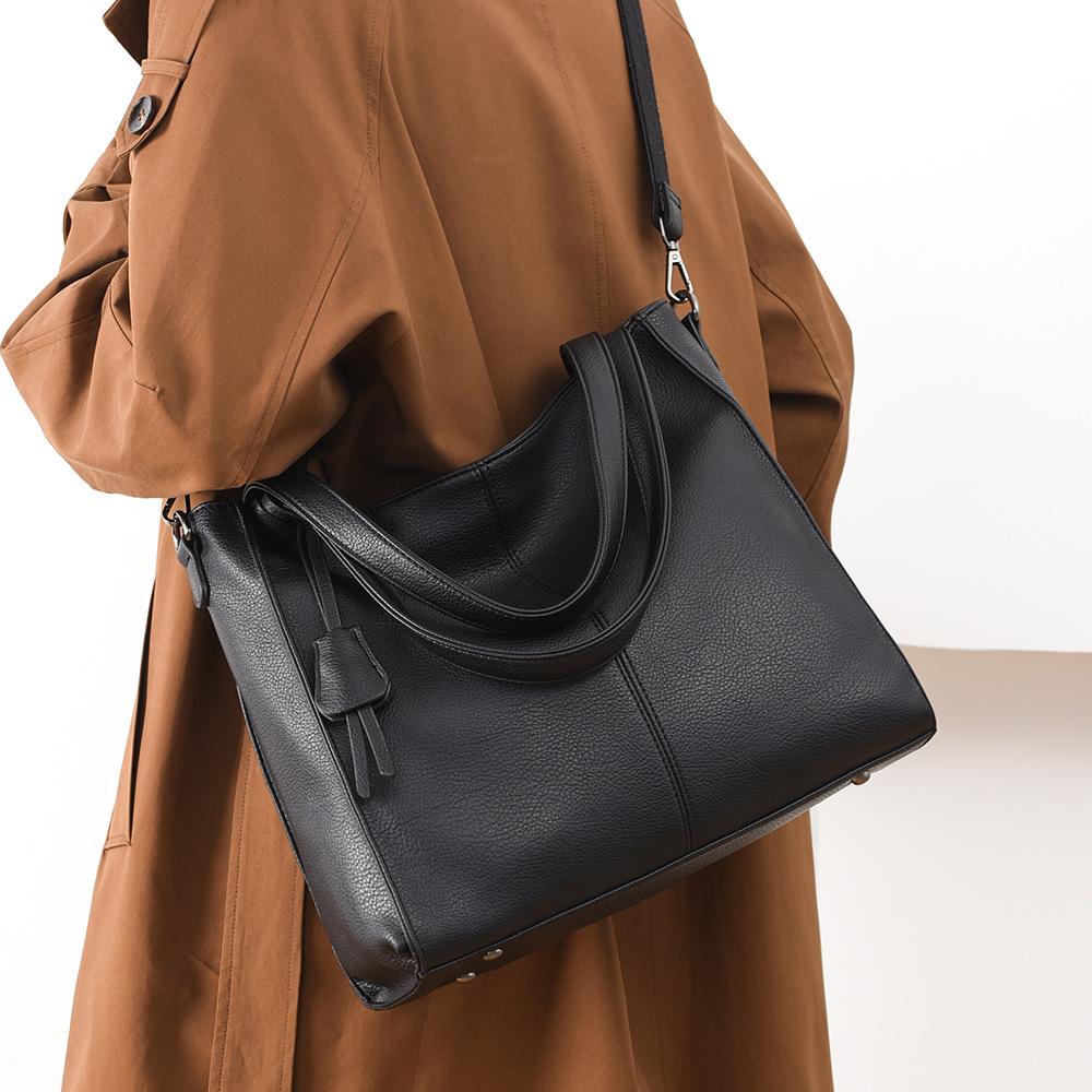Single Shoulder Bag, Fashionable Temperament, Women's Bag, Simple Soft Leather Commuting Crossbody Bag, Women's High-end Sense, Large Capacity