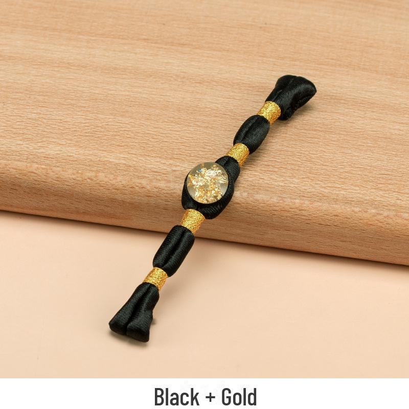 Hengmeihe Ręcznie Robiony Koralikowy Guzik Cheongsam ze Złotej Folii z Wykończeniem Złotą Nicią