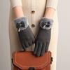 New Female Autumn Winter Non-Inverted Velvet Cashmere Full Finger Warm Lace Gloves Women Cotton Touch Screen Gloves G82