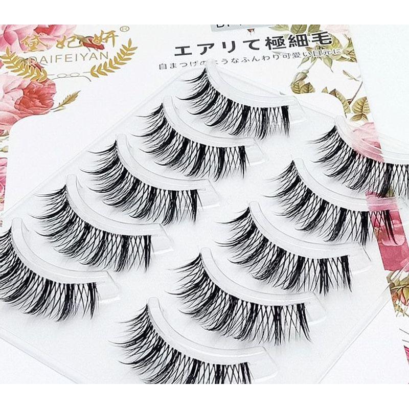 Lashie - Set of 5 Pairs: Criss Cross Spiky Clear Band False Eyelashes