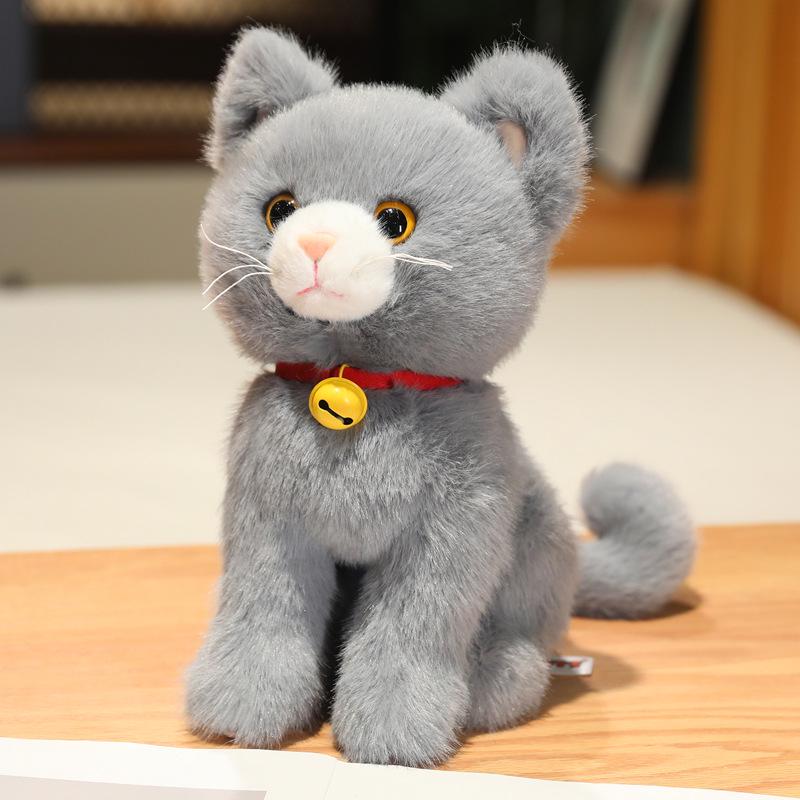 Плюшевая кукла Черно-серая кошка и медведь 27 cm серый