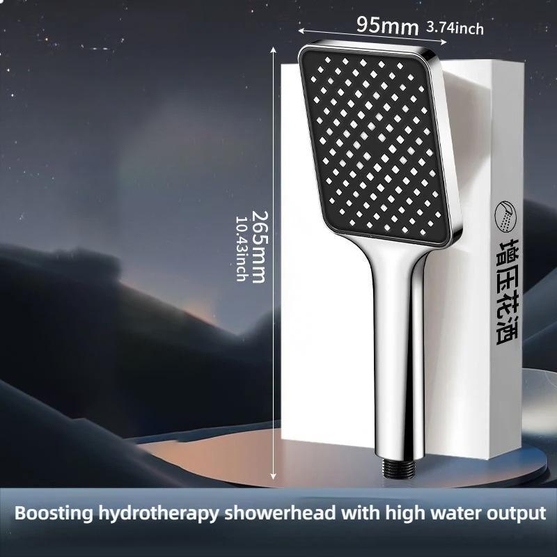Square Shaped High Pressure Showerhead Large Flow High Pressure & Water Saving Feature Household Bathroom Rain Shower Head