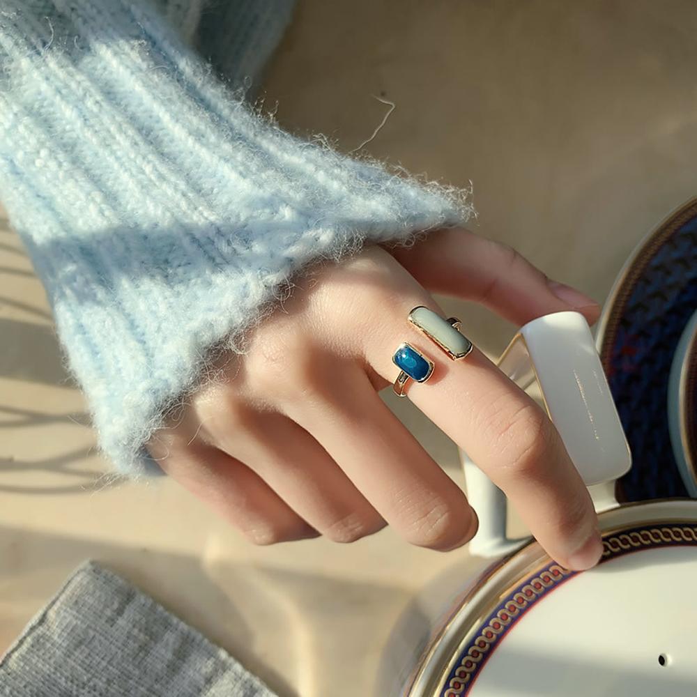 Geometric New For Women Dripping oil Crystal Girls Open Rings Zircon Fashion Jewelry Finger Ring