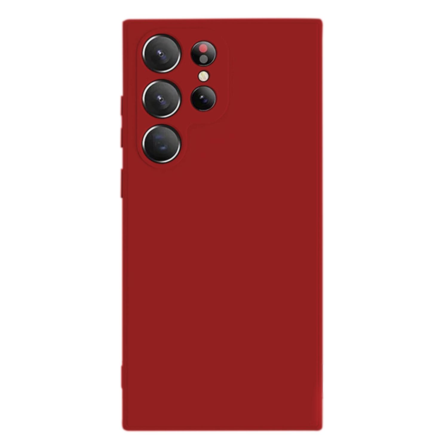 

KALEBOL KLB-TPU003 For Samsung Galaxy S23 Ultra Case Anti-Scratch Solid Color TPU Phone Cover Red