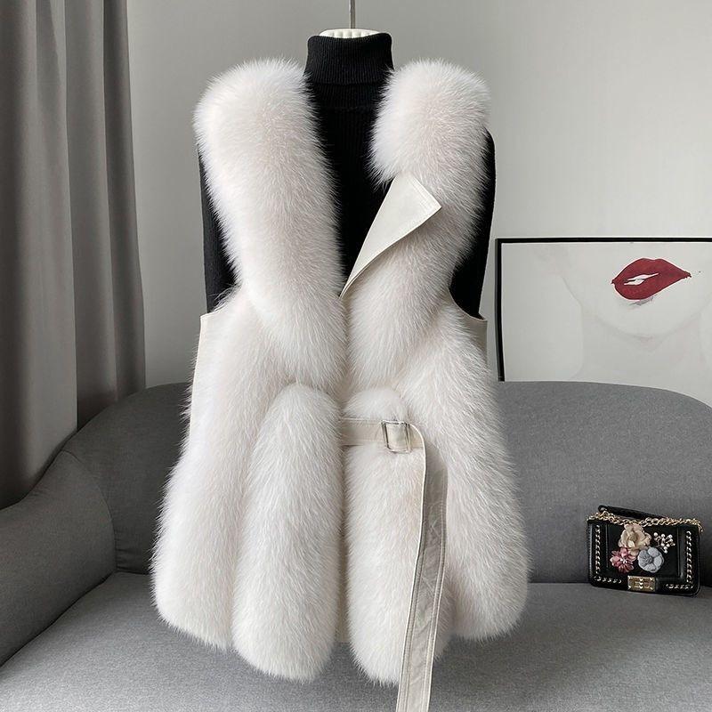 Imitation Fur Vest Women's Winter Wear Thickened Imitation Fox Fur Vest Jacket Fashionable and Light