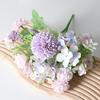 Artificial Flower Fake Peony Chrysanthemum Hydrangea Bouquet Faux Silk Floral Arrangements for Wedding Party Home Decor Table Centerpiece
