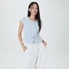 Women’s R-Neck String Peasant Blouse RE BWF818G_MIWBWF90QG