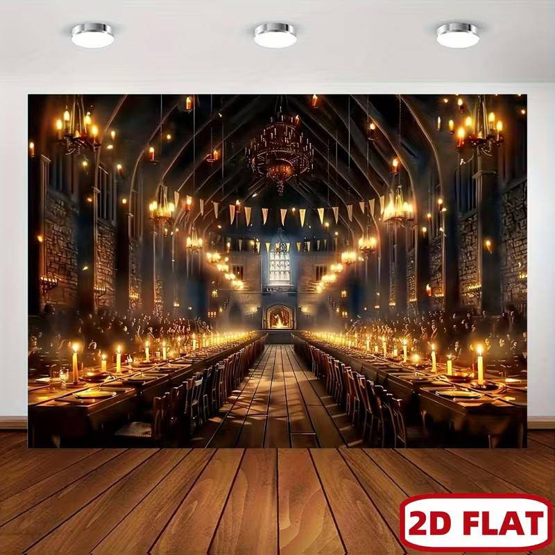 

2D Great Hall Backdrop for Wizard School Cosplay & Movie Night Decoration 47.2x31.5inch/120*80cm