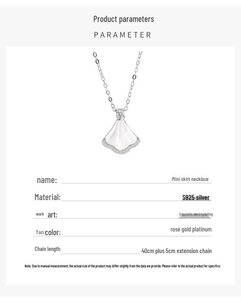 Women's Versatile Luxury S925 Sterling Silver Fan-Shaped White Mother-of-Pearl Necklace