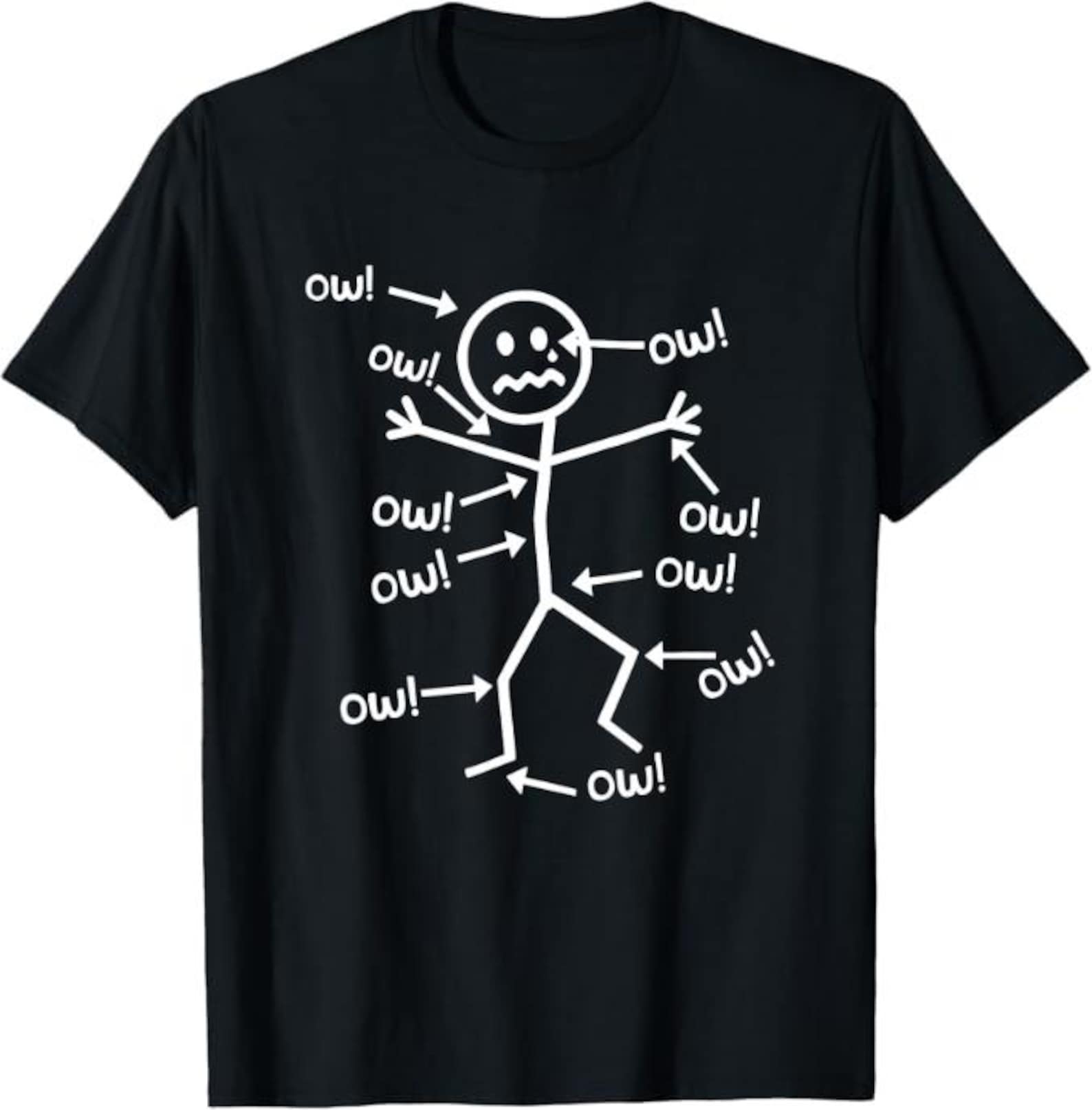 Ow Ow Ow T-Shirt, Ow Ow Ow Ow Character T-Shirt, Funny Chronic Pain Awareness T-Shirt 4XL