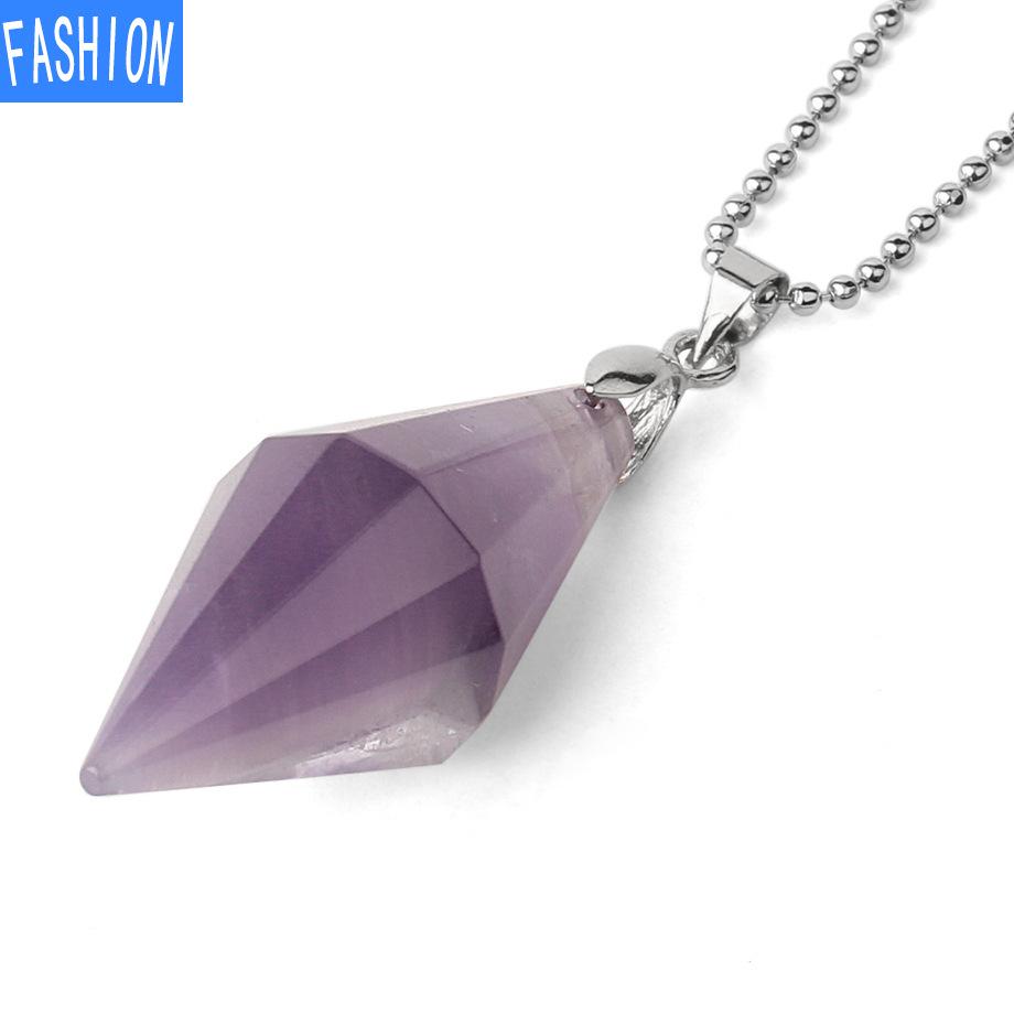 

Европейское и американское простое ожерелье из натуральных кристаллов, индивидуальное ожерелье с подвеской из натуральных кристаллов amethyst