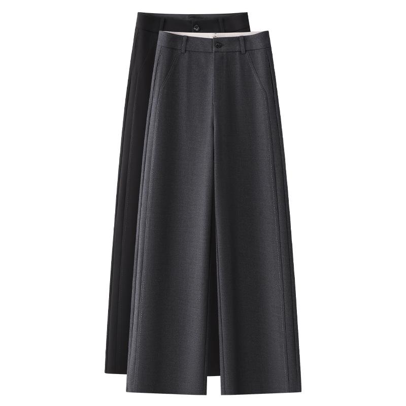 

Women s High-Waisted Gray Wide-Leg Suit Pants - Autumn 2024 S