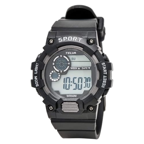 Klefer Men's Digital Watch, Waterproof, Stopwatch, Urethane Strap, Black, TE-D280-BKW