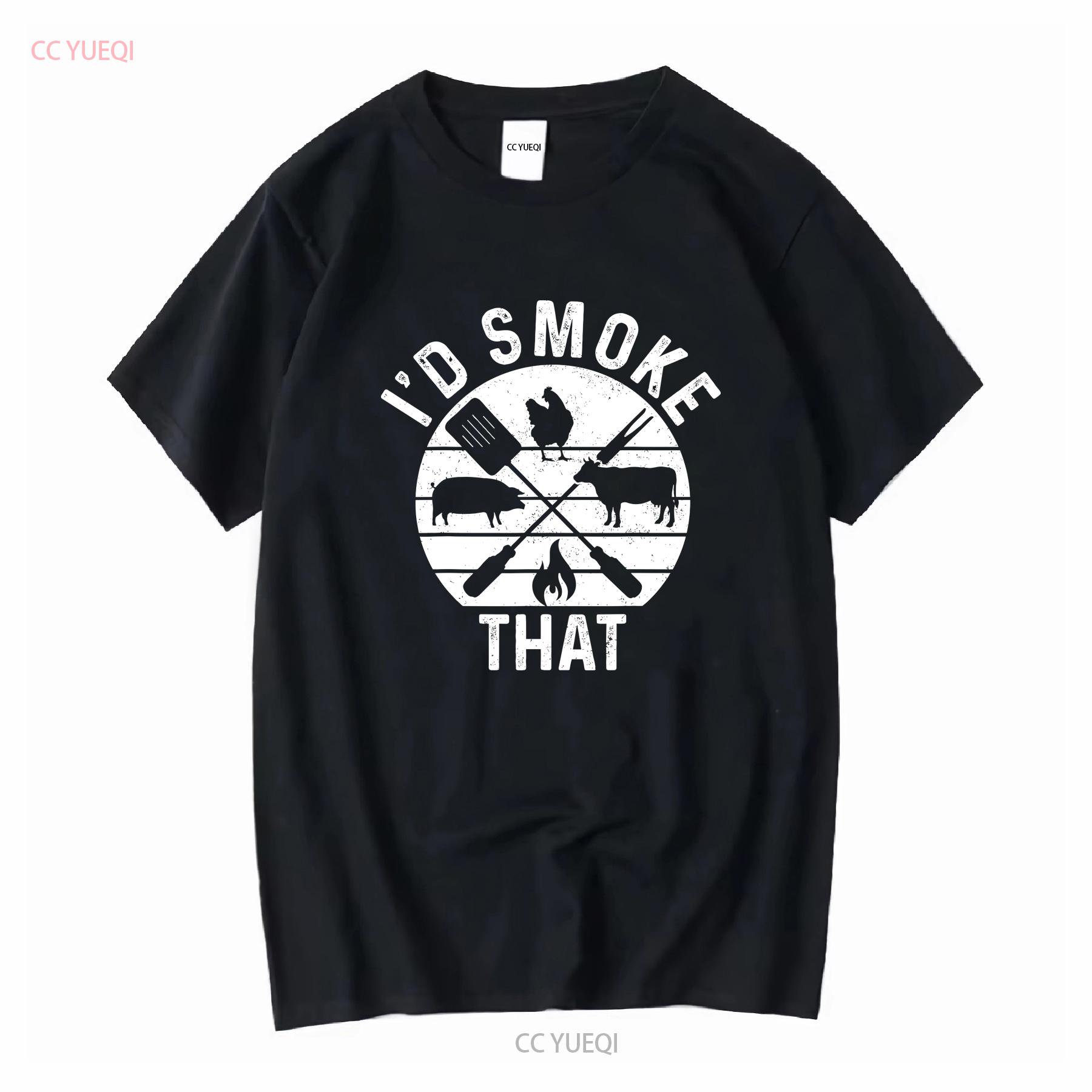 

Chef Butcher BBQ Id Smoke That Pork Beef Funny Fathers Day T Shirt long or short sleeves vintage Washed Stretched Stylish 4XL