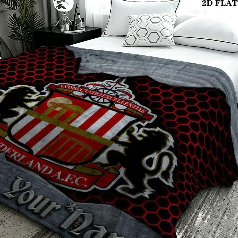1PC Sunderland A.F Custom Name Patterned Flannel Blanket Suitable For All Seasons for Home Decor Warmth and Comfort Gifts Holiday Present