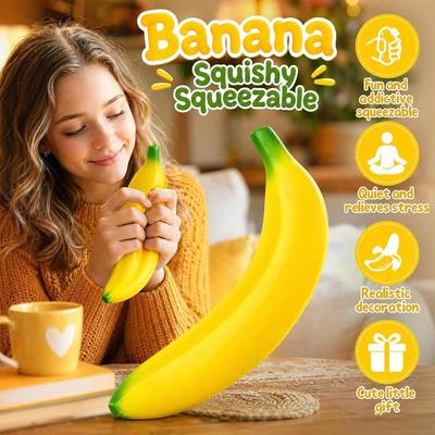 7 Inch Soft Pu Foam Giant Banana Squishy  New Stress Relief Toy For Daily Office Relax
