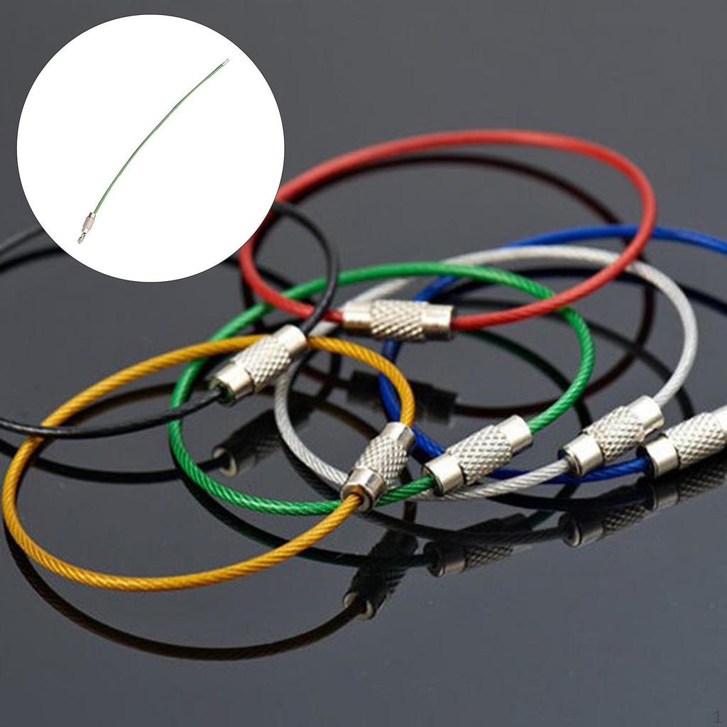 Colored Wire Keychain Cable 6in Stainless Steel Outdoor for Keys Key Fobs Carabiner Keepers Jewelry