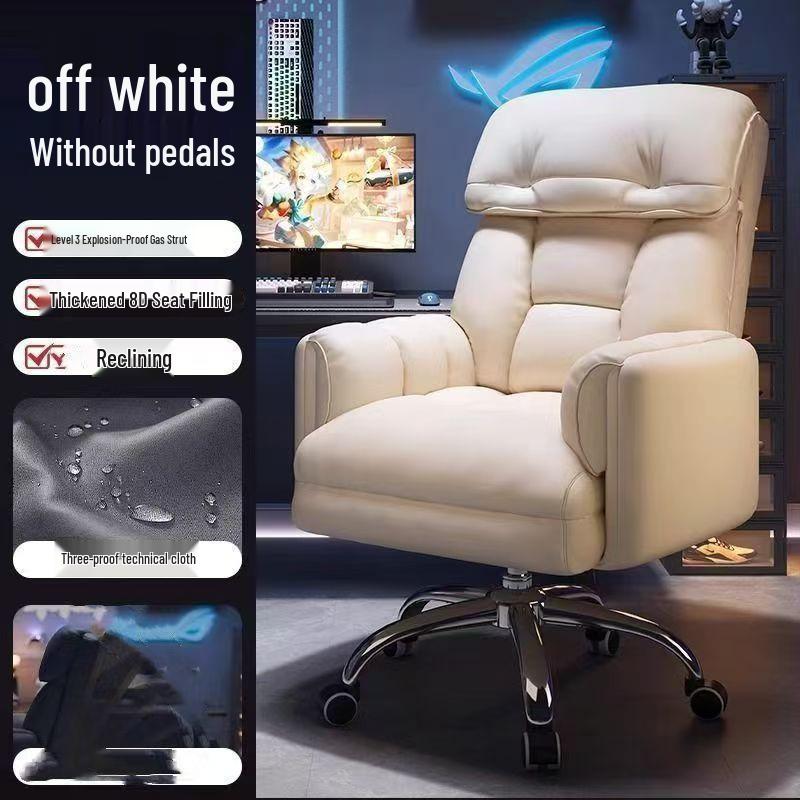 Ergonomic Reclining Office and Gaming Chair with Swivel and Lumbar Support Glutinous Rice White-Sponge Type