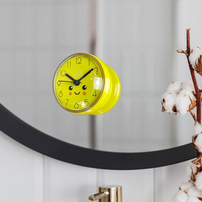 Compacts Sution Cup Adhesive Small Wall Clock Accurate Movement Anti Fog Design Bathroom Clock For Home Dorm Workshop
