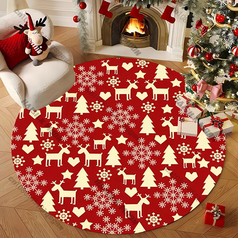 

Christmas Snowflake Round Rug – Non-Slip Play Mat for Kids’ Room & Bedroom Holiday Decor Gift Diameter 60cm