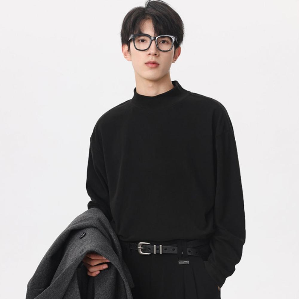 Men's Casual Long Sleeve T-shirt Gentlemen Loose Pullovers Autumn Shirts Male Tops Dralon