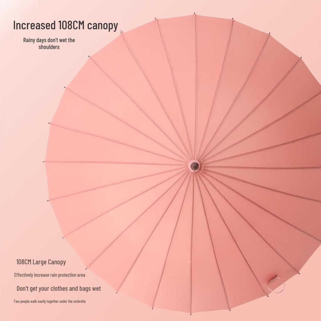24-Speichen Farbwechselnder Langgriff-Regenschirm für Damen, Extra-Groß, Winddicht, Gebogener Griff, Herren-Stockgriff, Logodesign