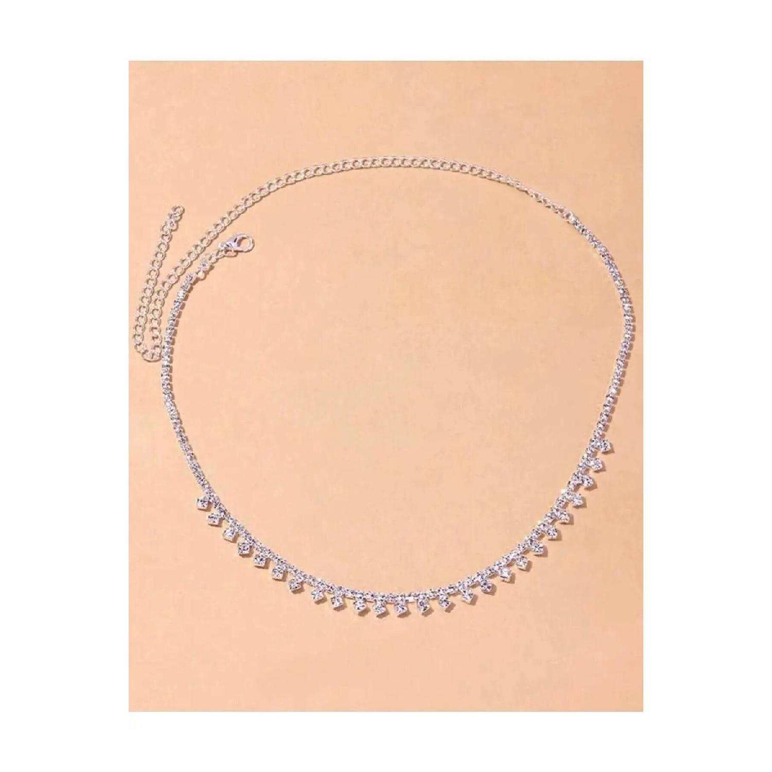 

Женское трехрядное ожерелье с цирконом серебряного цвета, модель Waterway Vip - 2399