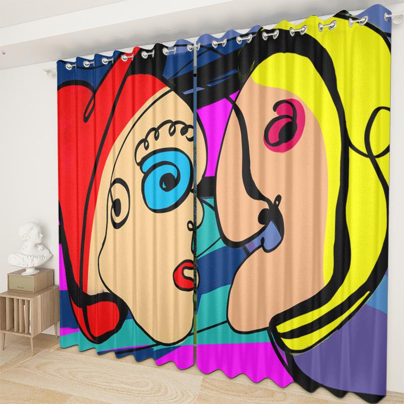 Abstract Curtain Cloth Bedroom Living Room Balcony Blackout Curtain Office Hotel Insulation Curtain