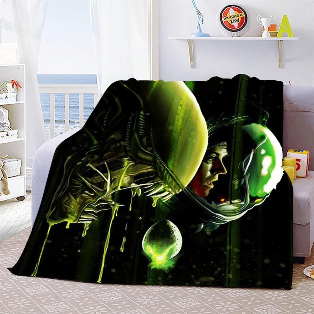 Kosmici film miękki rzut koc przestrzeń nadruk z potworem narzuta na sofę pokrowce na sofy podróże koc kempingowy dzieci prezent dla dorosłych