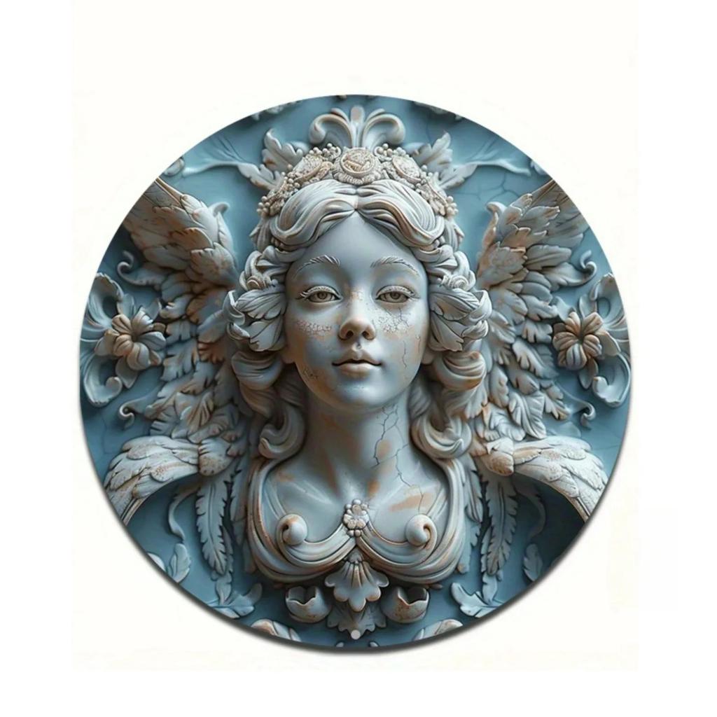 Angel Princess Art Poster Round Plate Metal Tin Sign Vintage Decortaive Tinplate Painting Pin Up Circle Plaque Decor for Bar Pub