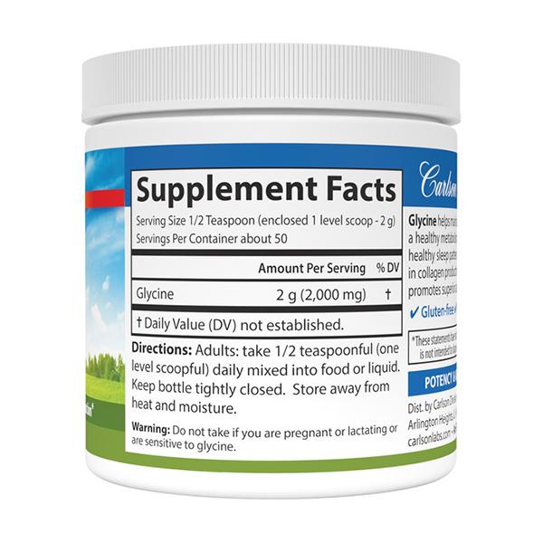 Глицин в порошке, Glycine Powder, Carlson Labs  100г Без вкуса (27353008)