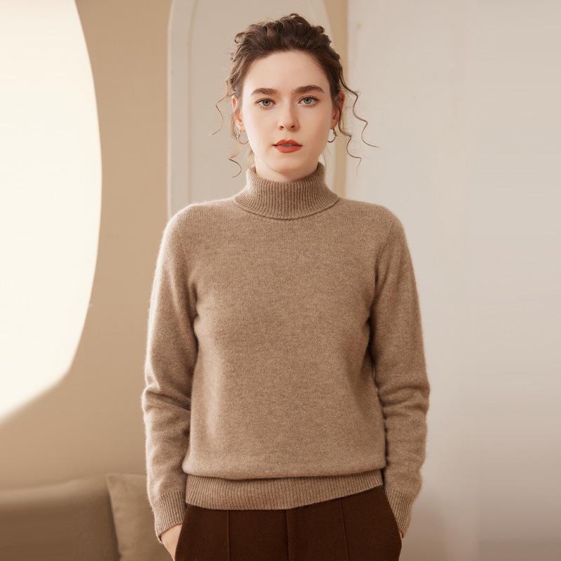 Women's High Collar Cashmere Sweater - Thick and Warm Autumn/Winter Pullover Knitwear