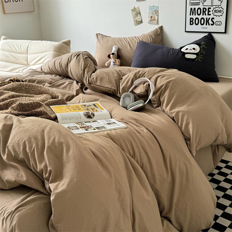 Cotton 4pcs set can sleep naked, super soft pure cotton quilt cover, student dormitory three-piece set, bed sheet, bed hat