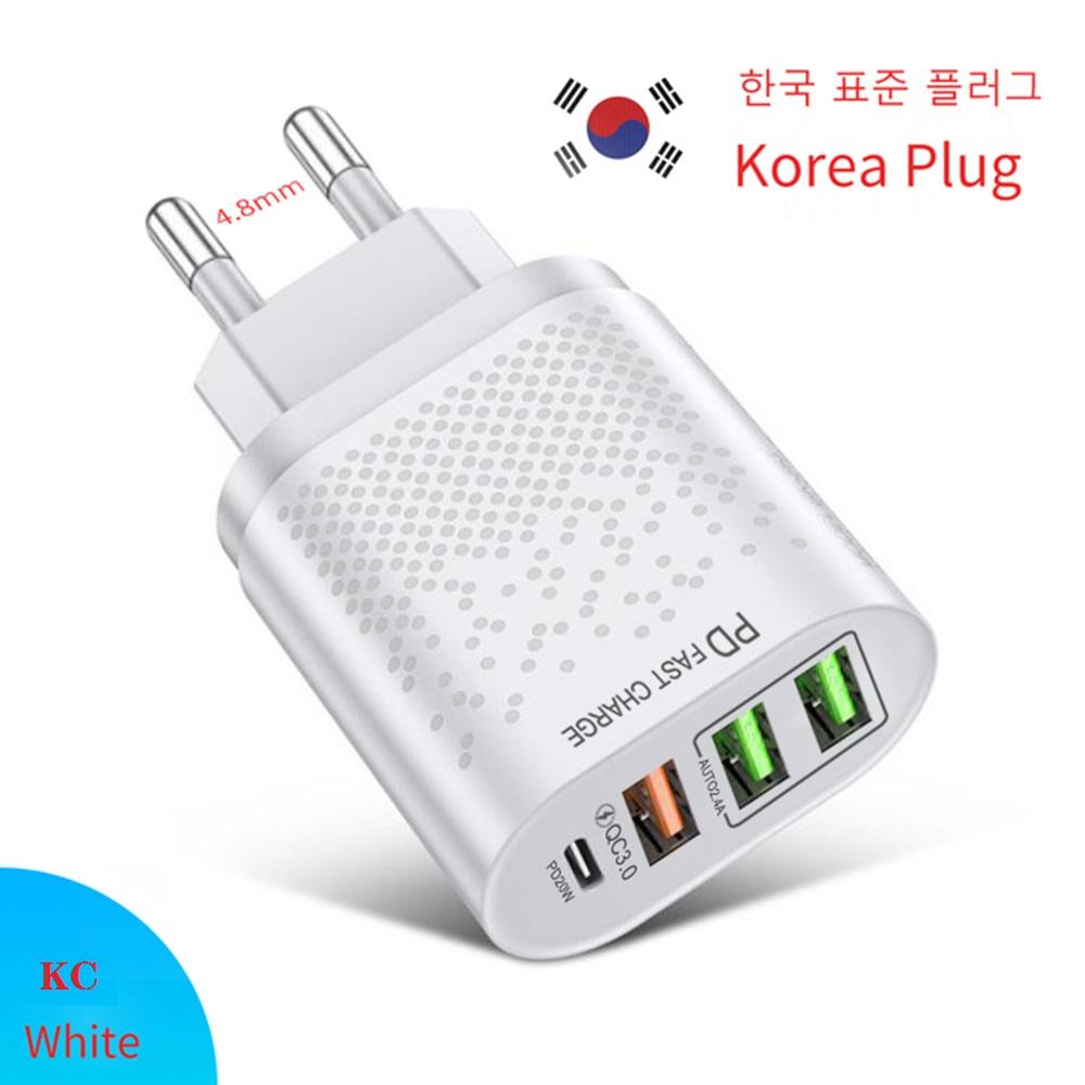 PD+QC3. 0 Încărcător de telefon USB C 4 porturi Încărcare rapidă PD 20W Adaptor de alimentare Pentru iPhone Xiaomi Samsung Australia Ștecher coreean