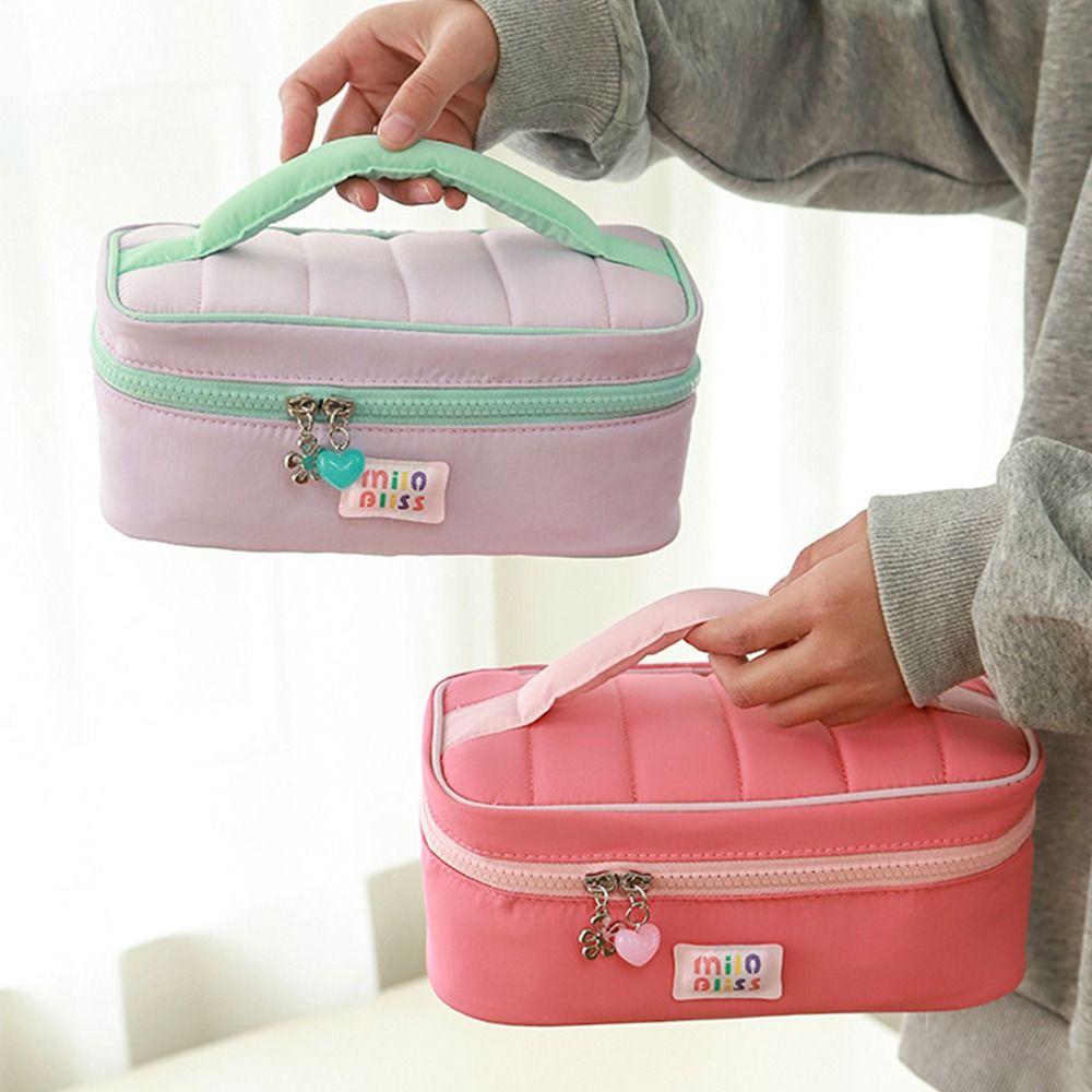 Small Fresh Macaron Cosmetic Bag Large Capacity Portable Wash Bags Contrast Color Girl Series Storage Handbag