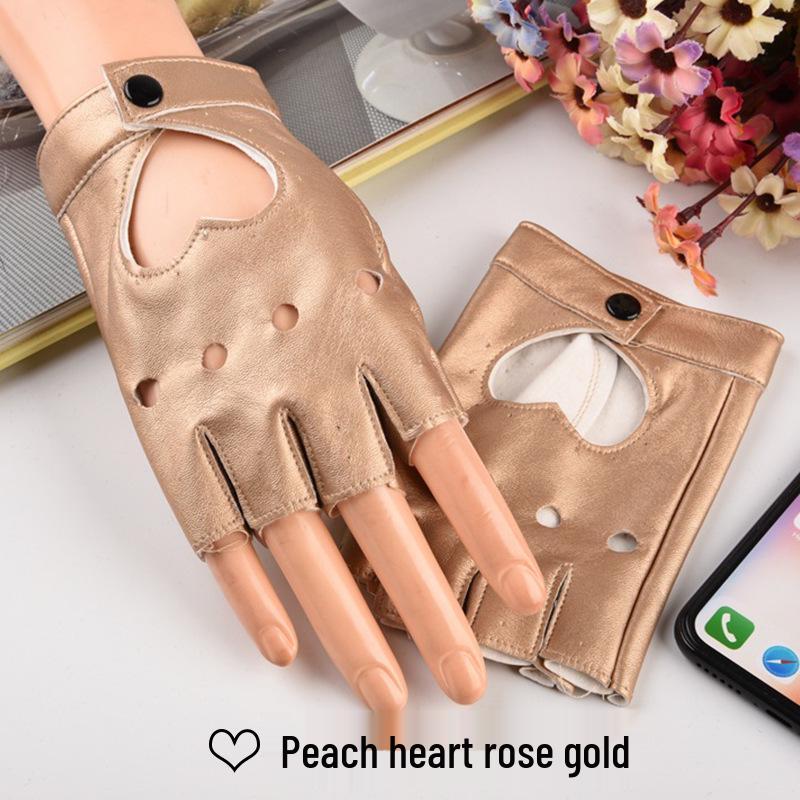Modell Halbfinger Nieten PU Cosplay Punk Nachtclub Handschuhe für Damen