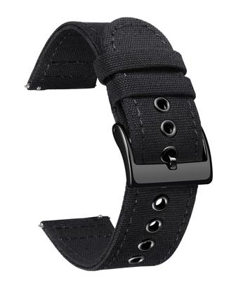 BINLUN Canvas Uhrenarmband, Schnellverschluss, Stoff-Uhrenarmband, 18mm, 20mm, 22mm, 24mm, Atmungsaktives Ersatzarmband für Smartwatches, Unisex, 7 Farben,