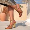 Women's Shoes Gold High Heel Sandals Women's Alien Heel High Heel Shoes Fashion Square Head Buckle Simple High Heel Sandals Women's