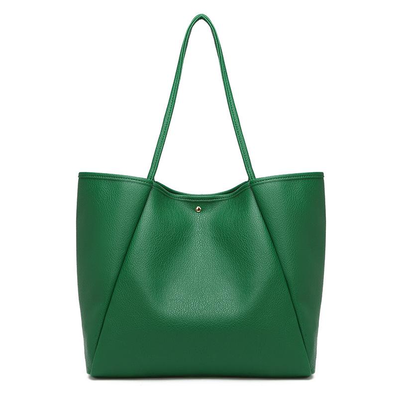 Fashion Tote Bag Retro Minimalist Design Solid Color Casual Handbag Large Capacity Versatile Women'S Shoulder Bag
