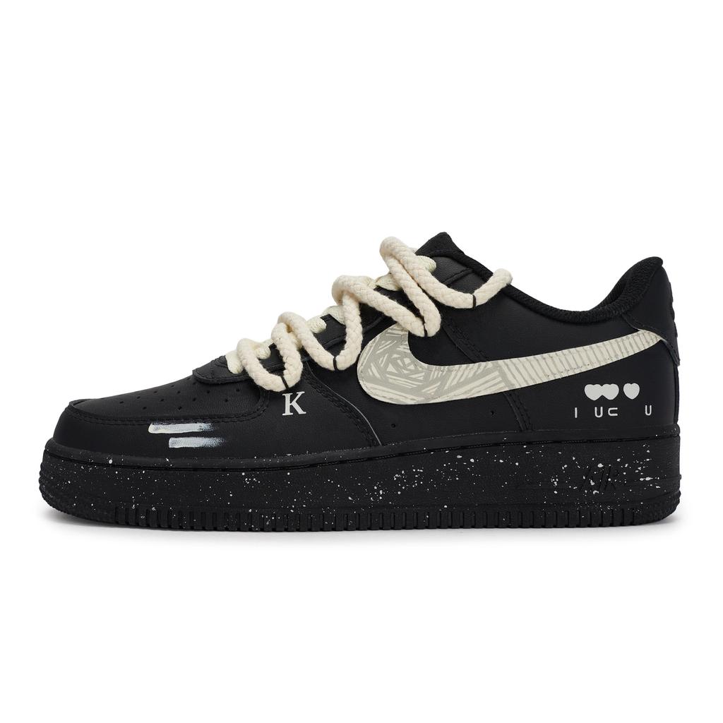 Nike Air Force 1 07 811 Fabricare, Carte de Poker Roz, Cutie Specială pentru Pantofi Pantofi de Skateboard cu Glezna Joasă Unisex Negru Galben CW2288-001(Team80-S-BOX)