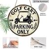 2D Flat - Round Aluminum Sign for Golf Carts, Featuring Fun Parking Rules. This 7.87X7.87 Inch Metal Tin Sign Is Perfect for Sports Enthusiasts And