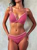 Puderfarbener High-Waist-Bikini mit Schlitz - Sexy Träger-Bikini für Damen für Strand & Heiße Quellen