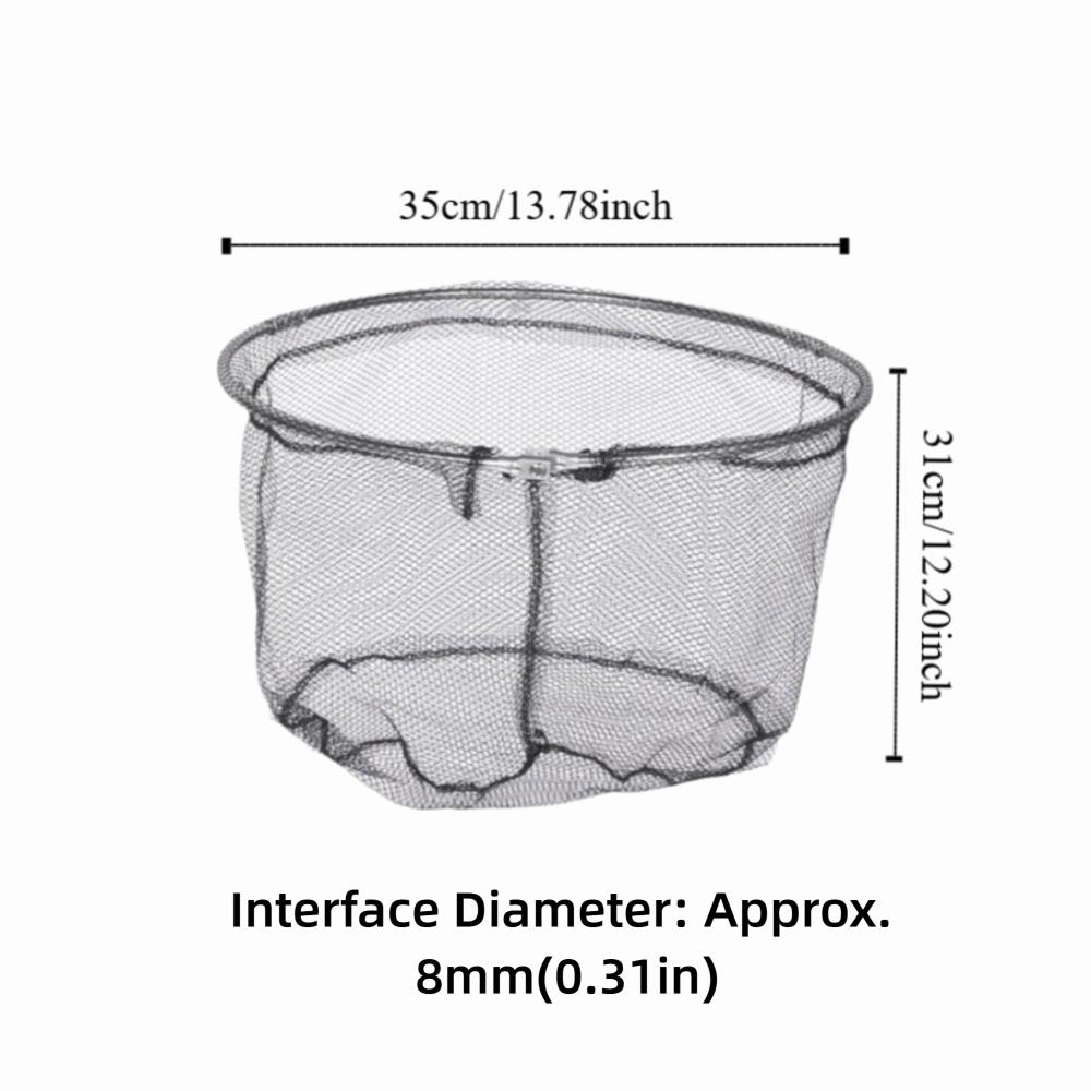Portable Foldable Fishing Landing Net Lightweight 35cm Diameter Fish Catching Net Black Fish Mesh Net Shrimp Catching