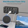 EU Plug AC Outlet Power Strip Multitap Extension Cord Electrical Socket Black Power Board with Surge Protector 2500W