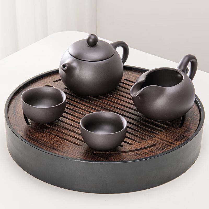 Lainuo Zisha Xishi Pot Tea Set with Walnut Tea Tray