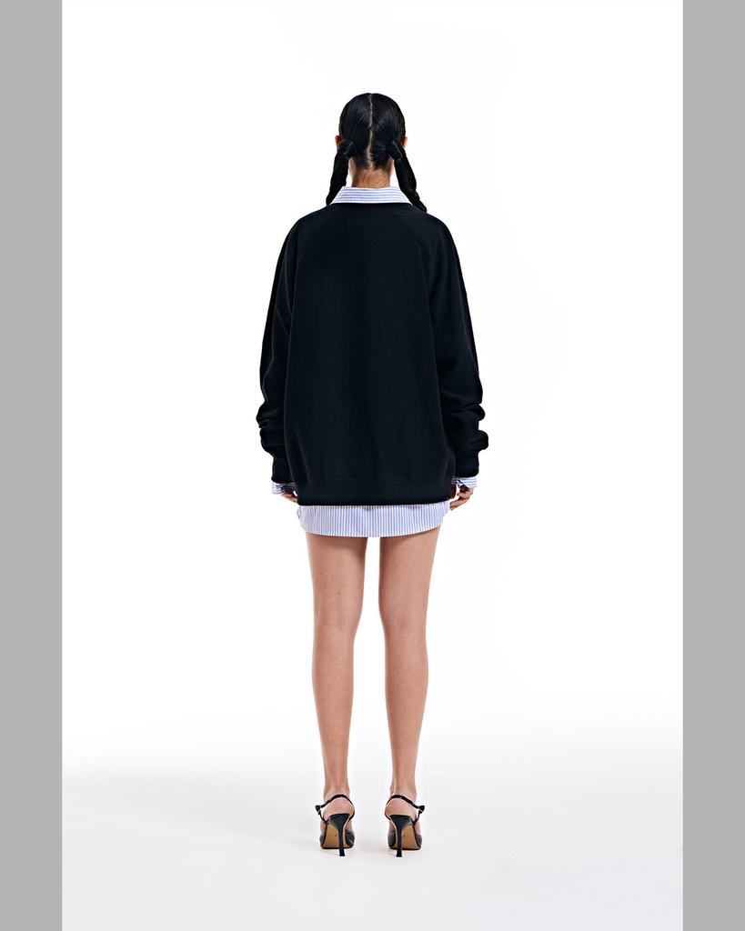 THEMUSEUMVISITOR Heart Printed Inside-Out Sweatshirts (Black)